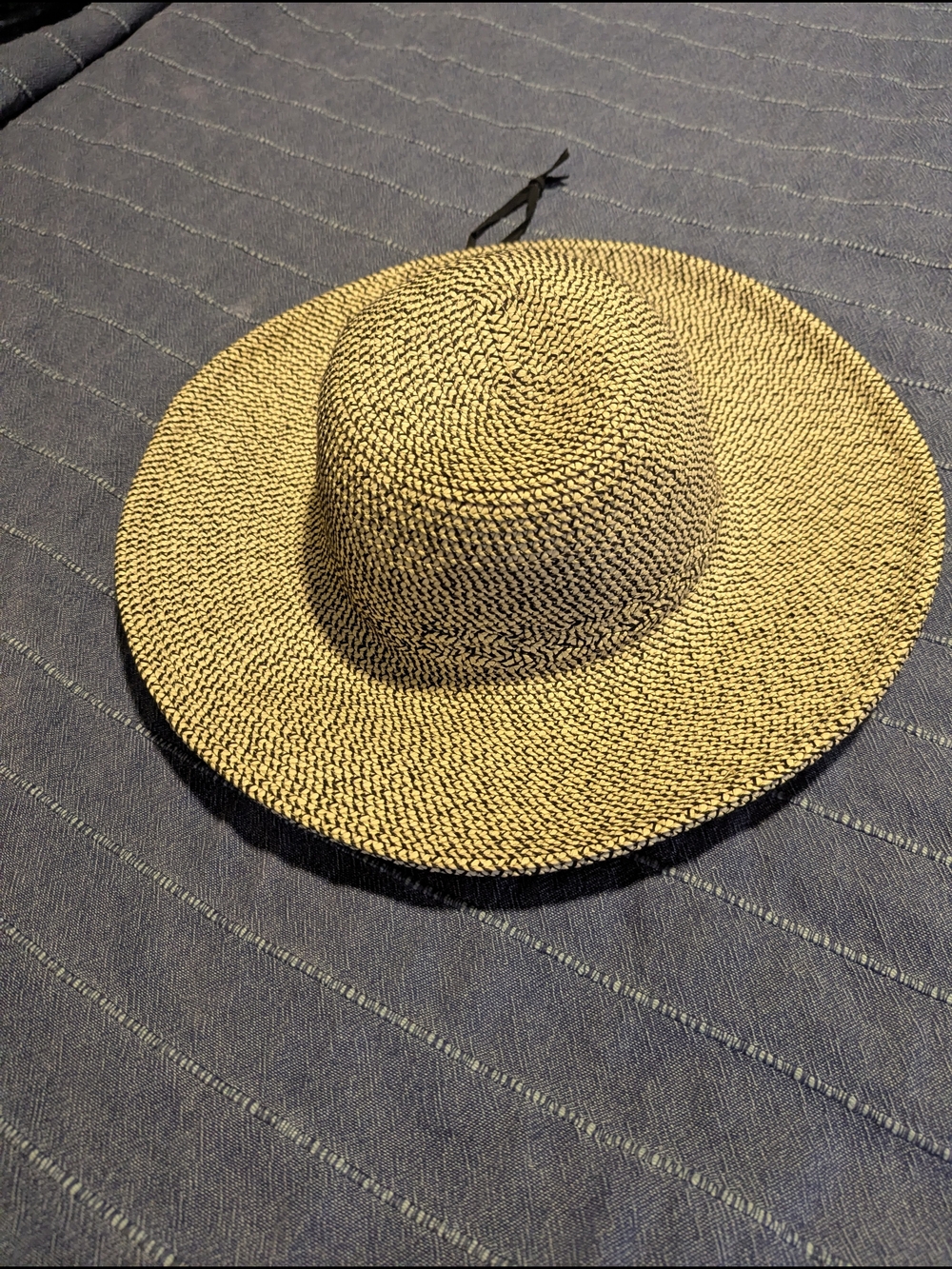 Sunday Women's Wide-Brim Straw Hat - Natural Tan and Black